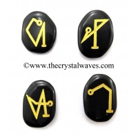 Black Agate Fine Engraved Arch Angel Set With Gold Writing